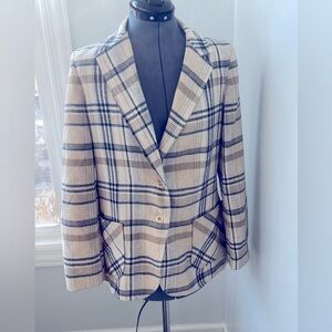 Vintage Jack Winter 1981 Nova Check Wool Blend Tan & Black Nova Check Blazer
